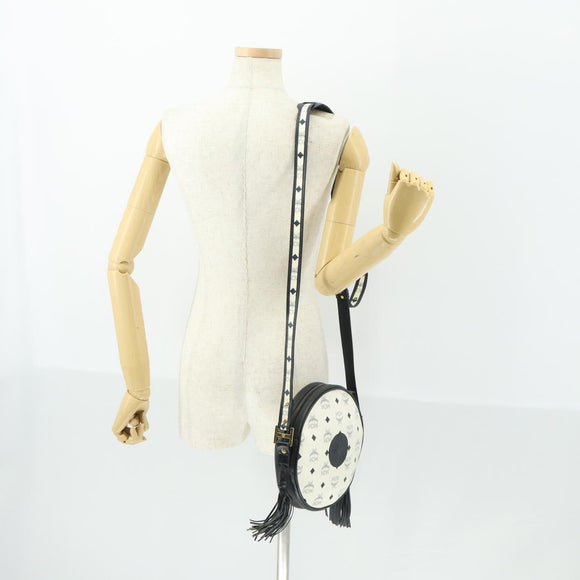 MCM Vicetos Logogram Shoulder Bag PVC Leather White Gold Auth hk3378