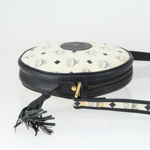 MCM Vicetos Logogram Shoulder Bag PVC Leather White Gold Auth hk3378