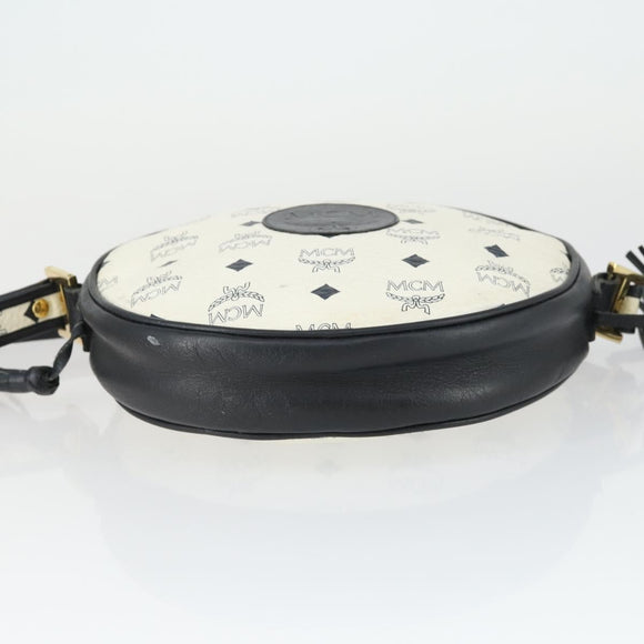 MCM Vicetos Logogram Shoulder Bag PVC Leather White Gold Auth hk3378