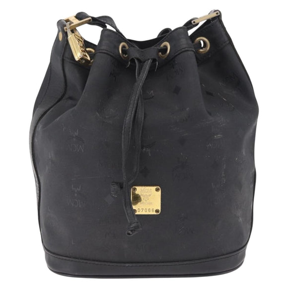 MCM Vicetos Logogram Shoulder Bag PVC Black Gold Auth hk3379