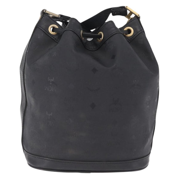 MCM Vicetos Logogram Shoulder Bag PVC Black Gold Auth hk3379