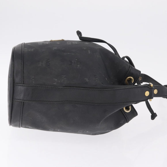 MCM Vicetos Logogram Shoulder Bag PVC Black Gold Auth hk3379