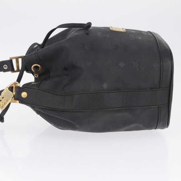 MCM Vicetos Logogram Shoulder Bag PVC Black Gold Auth hk3379