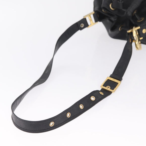 MCM Vicetos Logogram Shoulder Bag PVC Black Gold Auth hk3379