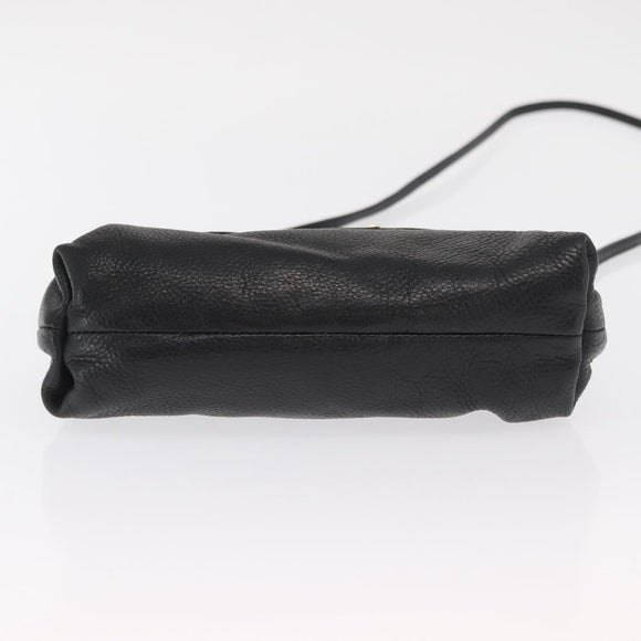 Chloe Lily Shoulder Bag Leather Black Gold Auth hk3380