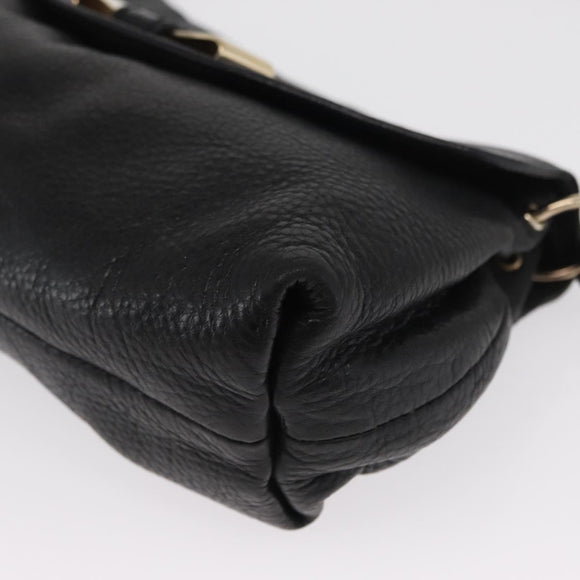 Chloe Lily Shoulder Bag Leather Black Gold Auth hk3380