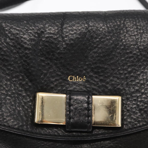 Chloe Lily Shoulder Bag Leather Black Gold Auth hk3380