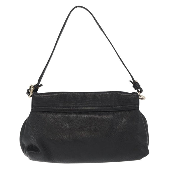 Chloe Lily Shoulder Bag Leather Black Gold Auth hk3380
