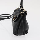 Chloe Lily Shoulder Bag Leather Black Gold Auth hk3380-3
