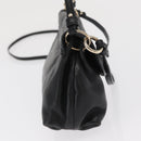 Chloe Lily Shoulder Bag Leather Black Gold Auth hk3380-4