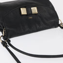 Chloe Lily Shoulder Bag Leather Black Gold Auth hk3380-6