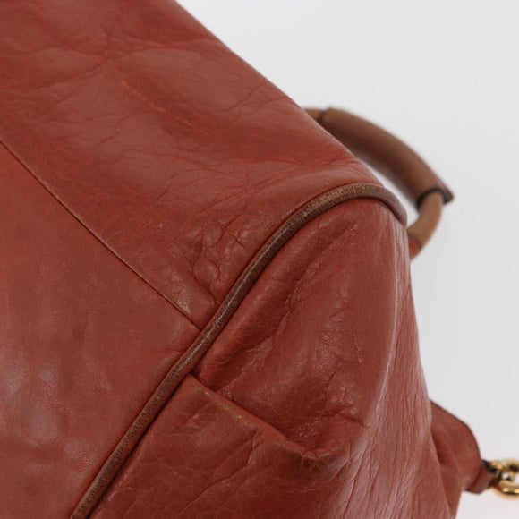 Chloe Etel Hand Bag Leather 2way Brown Gold Auth hk3381