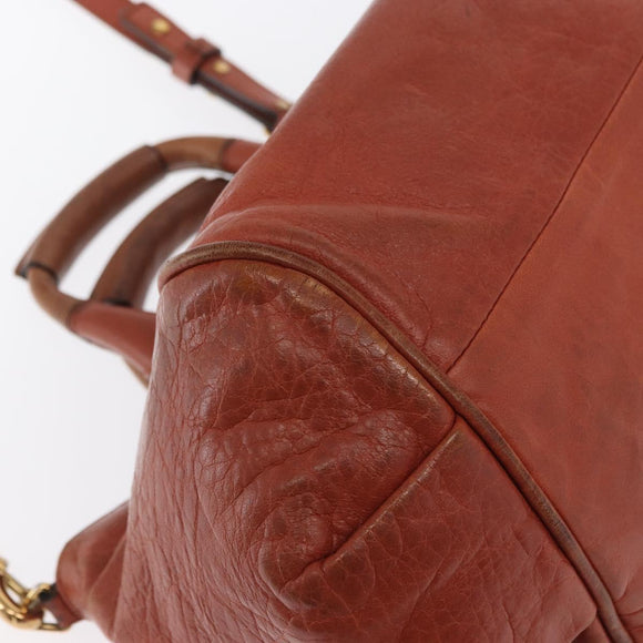 Chloe Etel Hand Bag Leather 2way Brown Gold Auth hk3381