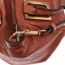 Chloe Etel Hand Bag Leather 2way Brown Gold Auth hk3381-16
