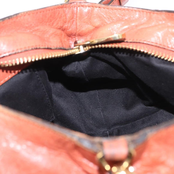 Chloe Etel Hand Bag Leather 2way Brown Gold Auth hk3381