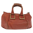Chloe Etel Hand Bag Leather 2way Brown Gold Auth hk3381-3