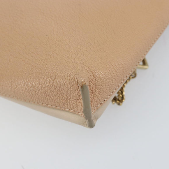 Chloe Kathy Shoulder Bag Leather Beige Gold Auth hk3382