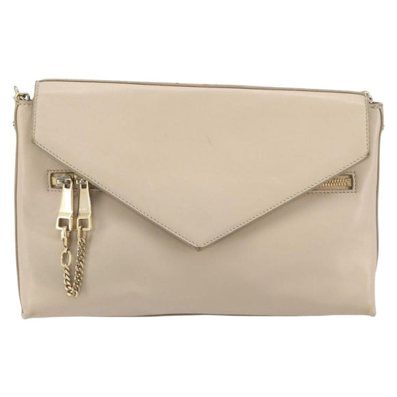 Chloe Kathy Shoulder Bag Leather Beige Gold Auth hk3382