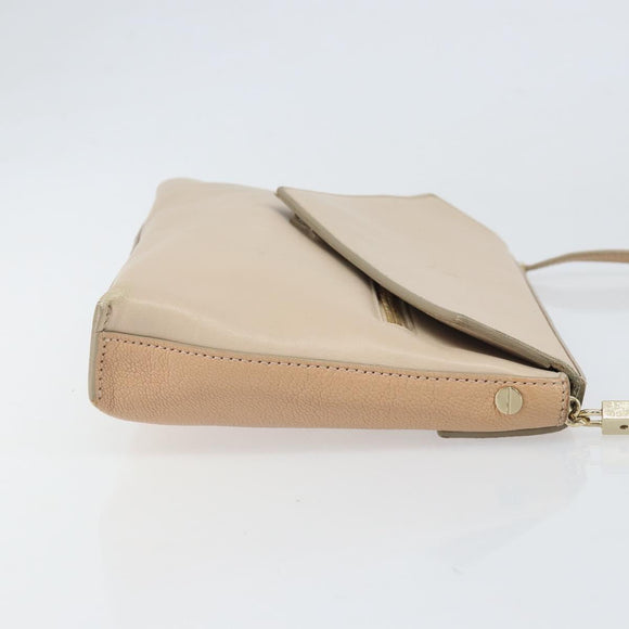 Chloe Kathy Shoulder Bag Leather Beige Gold Auth hk3382