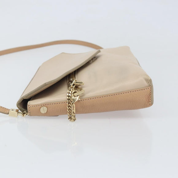 Chloe Kathy Shoulder Bag Leather Beige Gold Auth hk3382
