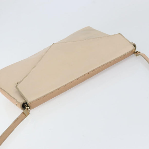 Chloe Kathy Shoulder Bag Leather Beige Gold Auth hk3382