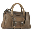 Chloe Edith Hand Bag Leather 2way Brown Silver Auth hk3383-1