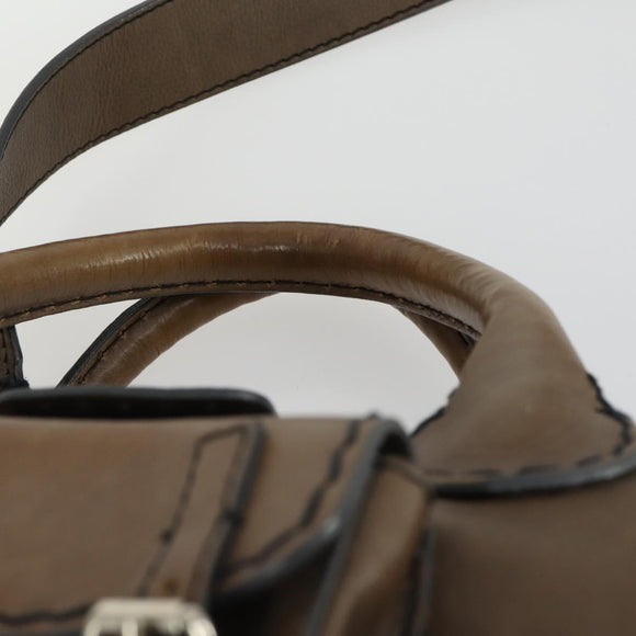 Chloe Edith Hand Bag Leather 2way Brown Silver Auth hk3383