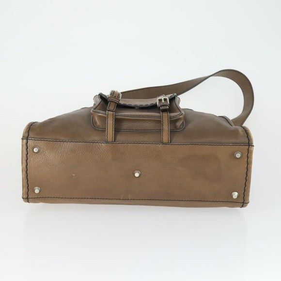 Chloe Edith Hand Bag Leather 2way Brown Silver Auth hk3383