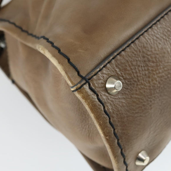 Chloe Edith Hand Bag Leather 2way Brown Silver Auth hk3383