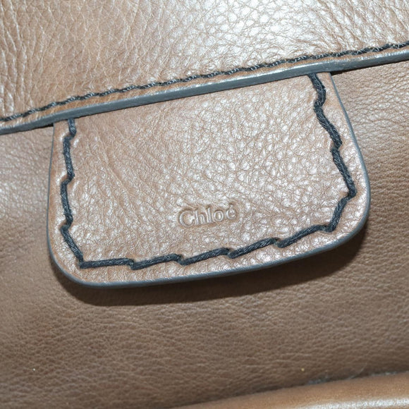 Chloe Edith Hand Bag Leather 2way Brown Silver Auth hk3383