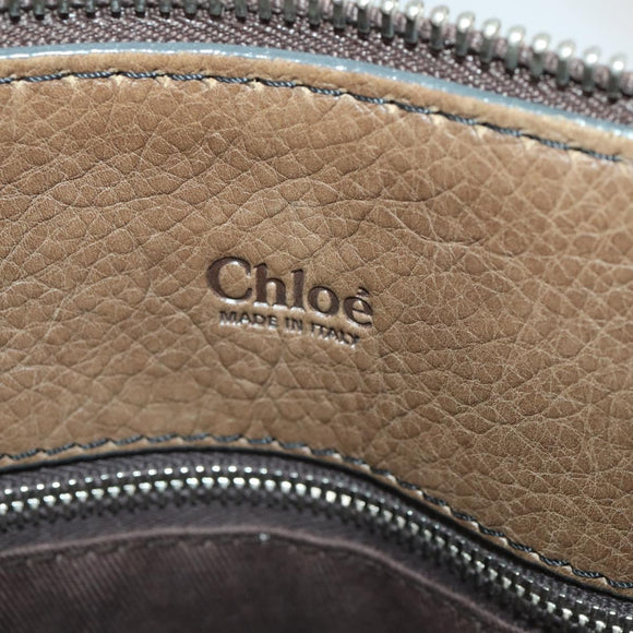 Chloe Edith Hand Bag Leather 2way Brown Silver Auth hk3383