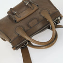 Chloe Edith Hand Bag Leather 2way Brown Silver Auth hk3383-6