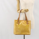 LOUIS VUITTON Monogram Vernis Houston Hand Bag Beige M91004 LV Auth hk3455-26
