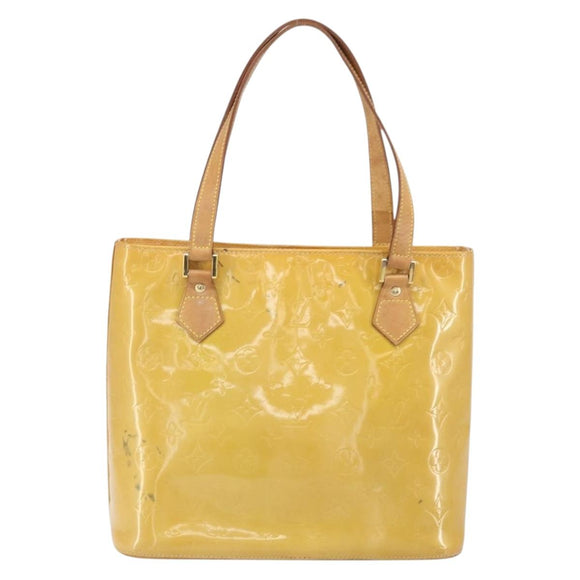 LOUIS VUITTON Monogram Vernis Houston Hand Bag Beige M91004 LV Auth hk3455