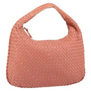 BOTTEGA VENETA INTRECCIATO Hobo Hand Bag Leather Pink Gold Auth hk3480A-1