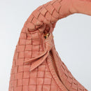 BOTTEGA VENETA INTRECCIATO Hobo Hand Bag Leather Pink Gold Auth hk3480A-10
