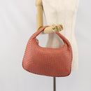 BOTTEGA VENETA INTRECCIATO Hobo Hand Bag Leather Pink Gold Auth hk3480A-22