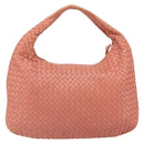 BOTTEGA VENETA INTRECCIATO Hobo Hand Bag Leather Pink Gold Auth hk3480A-2