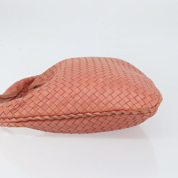 BOTTEGA VENETA INTRECCIATO Hobo Hand Bag Leather Pink Gold Auth hk3480A