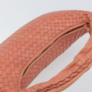 BOTTEGA VENETA INTRECCIATO Hobo Hand Bag Leather Pink Gold Auth hk3480A-6