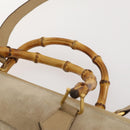GUCCI Bamboo Tragetasche Wildleder 2-Wege Beige Gold 002 123 0322 Auth hk3487-9