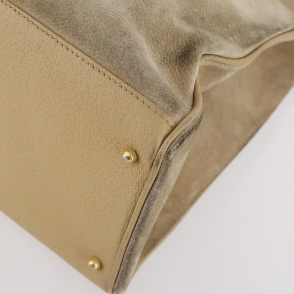 GUCCI Bamboo Tragetasche Wildleder 2-Wege Beige Gold 002 123 0322 Auth hk3487