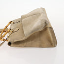 GUCCI Bamboo Tragetasche Wildleder 2-Wege Beige Gold 002 123 0322 Auth hk3487-4
