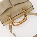 GUCCI Bamboo Tragetasche Wildleder 2-Wege Beige Gold 002 123 0322 Auth hk3487-6