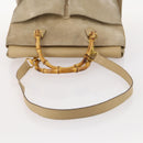 GUCCI Bamboo Tragetasche Wildleder 2-Wege Beige Gold 002 123 0322 Auth hk3487-7