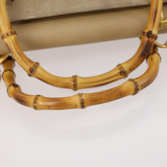 GUCCI Bamboo Tragetasche Wildleder 2-Wege Beige Gold 002 123 0322 Auth hk3487