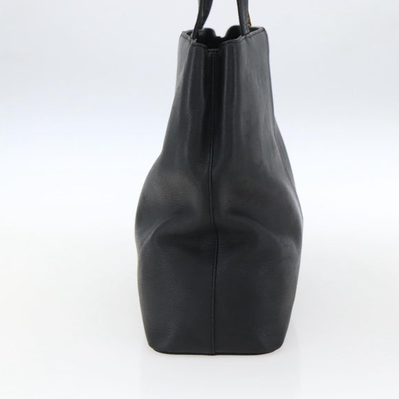 BURBERRY Tote Bag Leather Black Gold Auth hk3488