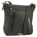 BURBERRY Shoulder Bag Leather Khaki Gold Auth hk3489-1