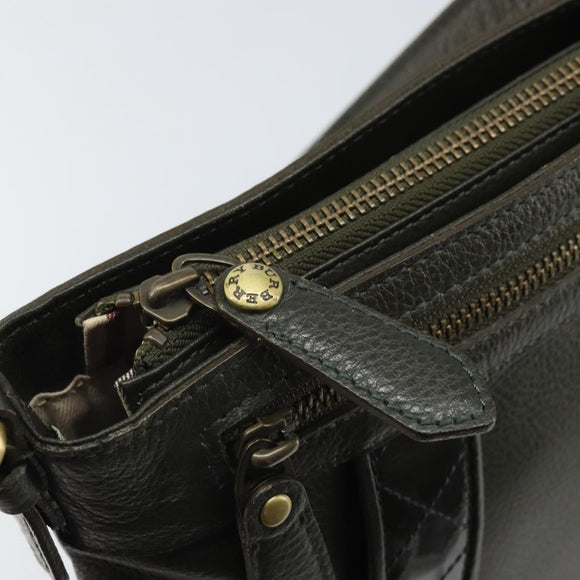BURBERRY Shoulder Bag Leather Khaki Gold Auth hk3489
