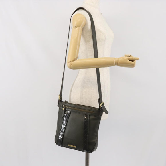 BURBERRY Shoulder Bag Leather Khaki Gold Auth hk3489